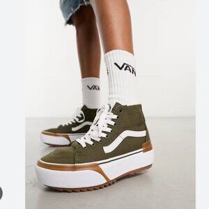 NWOB Vans Sk8 Hi Stacked Platform Sneakers In Green Women 6.5